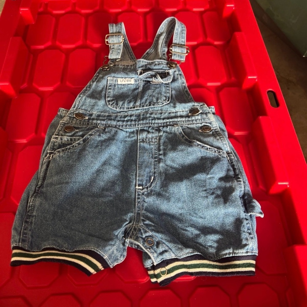 Vintage Route 66 Blue Denim Kids Overalls